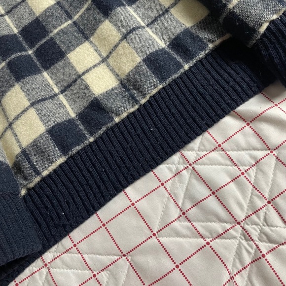 Woolrich Men Large Wool Jacket Navy Blue Plaid Lined Bomber Style Made USA - Picture 10 of 13